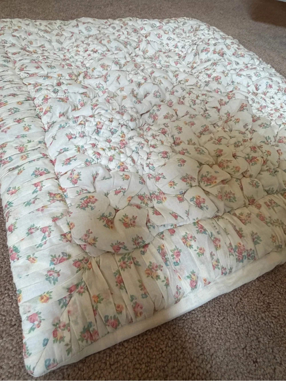 NWT new Anthropologie cotton voile dahlia euro sham floral pattern quilted